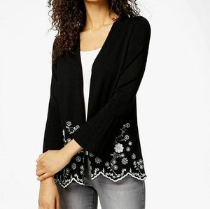 Charter Club Bell Sleeve Embroidered Sweater